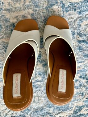 See By Chloe White Leather Crossover Slide Mules